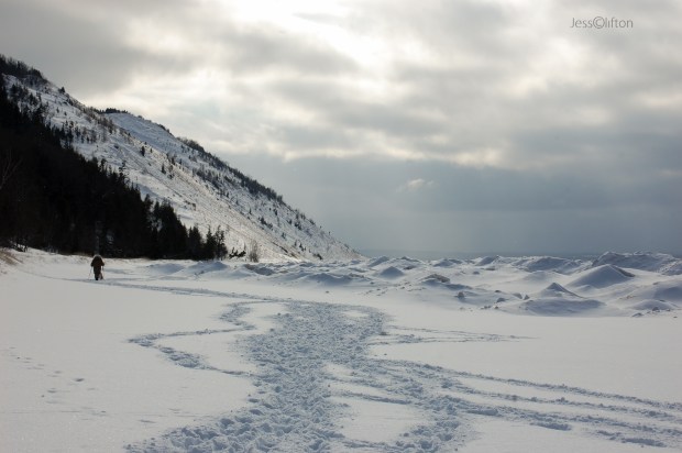 Beach Snow Tracks & Bluff