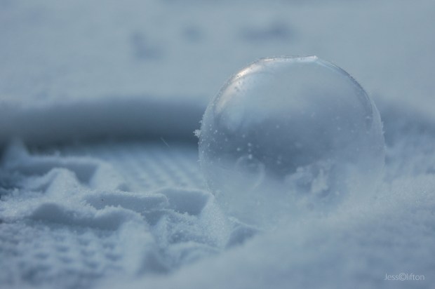 Frozen Bubble in Snow Footprint