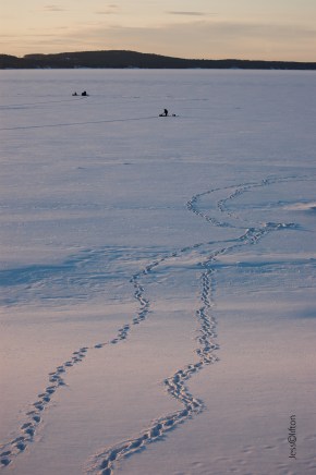 Lake Charlevoix Snow Sunset